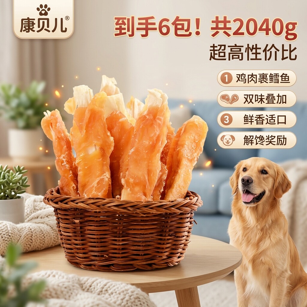 宠物狗狗零食鸡肉缠鳕鱼中小型犬成犬鸡肉干幼犬磨牙训练奖励零食