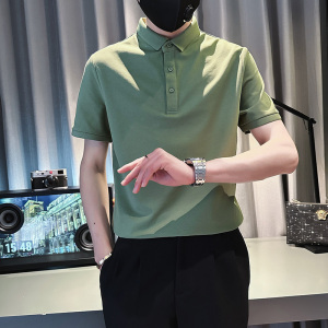 PL89-特P40 控60 男潮青少年店主风小伙修身短袖polo衫 绿3图片