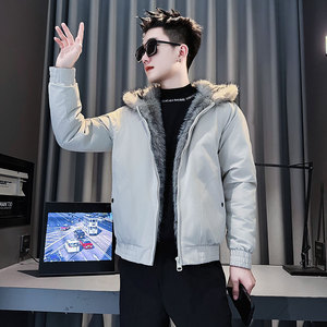CF147-P148 控198 社会小伙座山雕连帽棉衣外套潮流棉服男 黑图片