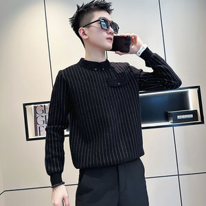 MY170-P68 控98 社会小伙毛衣潮流男针织衫线衣 黑1图片
