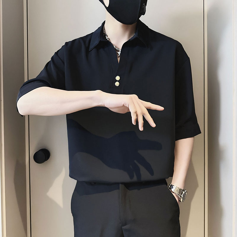 CS262-P58控78夏季中袖衬衫社会小伙潮流男套头衬衣卡2,男装衬衫,电商A343