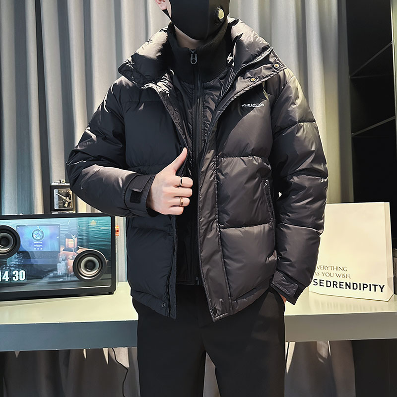 CF87-P148 控198 社会小伙假两件羽绒衣外套潮流羽绒服男 黑3图片