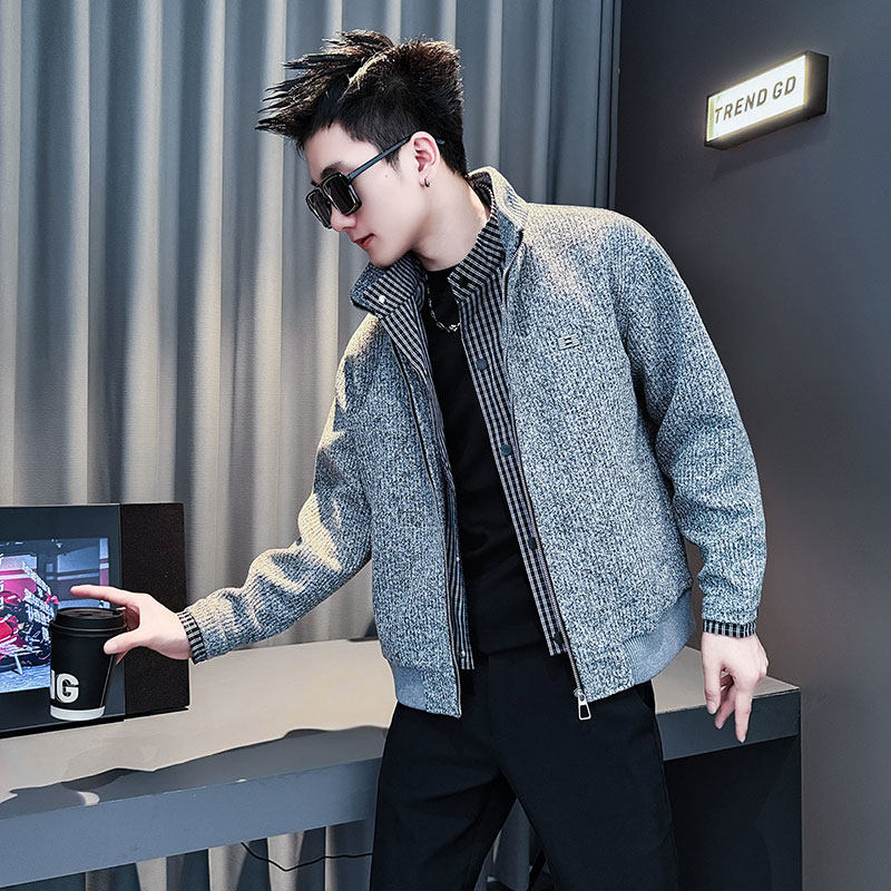 JK241-P138 控178 秋冬新款小伙店主风加厚夹克男外套 灰图片