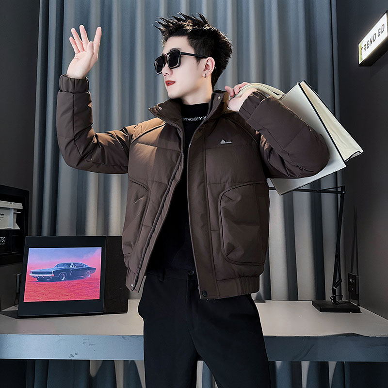 CF143-P138控178社会小伙店主风假两件棉衣外套潮流棉服男黑,男装棉衣,电商A343