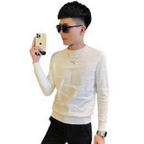 MY108-P75控1052025秋冬新款社会小伙时尚圆领针织衫毛衣男黑1，男装针织衫/毛衣，电商A343