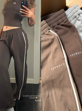 Morningoolala Yla提前款 美式复古薄绒阔腿直筒长裤女