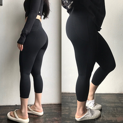 Morningoolala 美国高腰超弹轻薄瑜伽健身七分裤 leggings 女大码