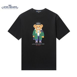 夏季 less T恤 情侣款 流行印花百搭上衣圆领短袖 bears 青春卡通短袖