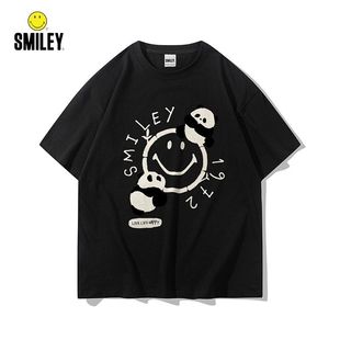 SMILEY纯棉短袖 潮 男女夏季 T恤宽松情侣上衣半袖