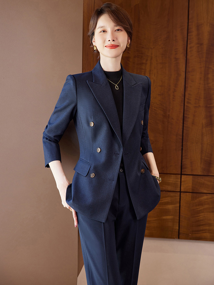 남색 비즈니스 정장 기질 능력 있고 패셔너블한 정장 직장 통근용 정장 여성을 위한 작은 정장 작업복