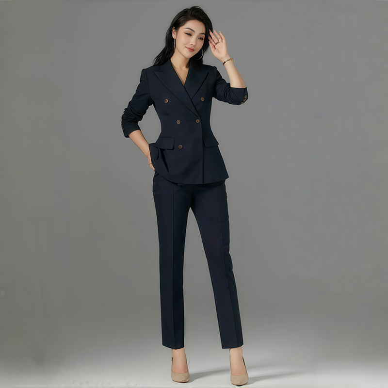 双排扣西装套装气质修身