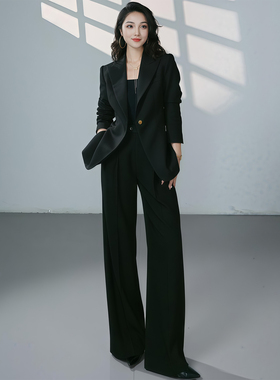 黑色西装套装女2026春秋气质女神范职业正装美容院酒店前台工作服