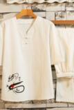 短袖t恤男夏季半袖风体恤唐装复古印花棉套装男装衣服T102P48，男装休闲套装，星座1010A-1