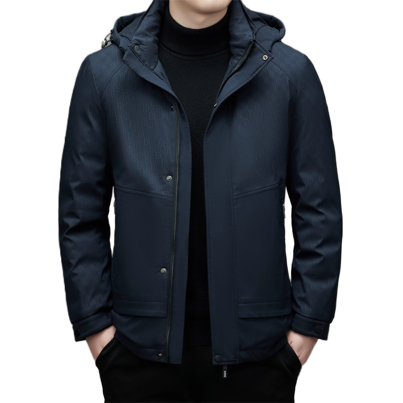 中年男士商务休闲羽绒服男连帽可卸印花羽绒外套爸爸装2266P210,男装羽绒服,星座1010A-1