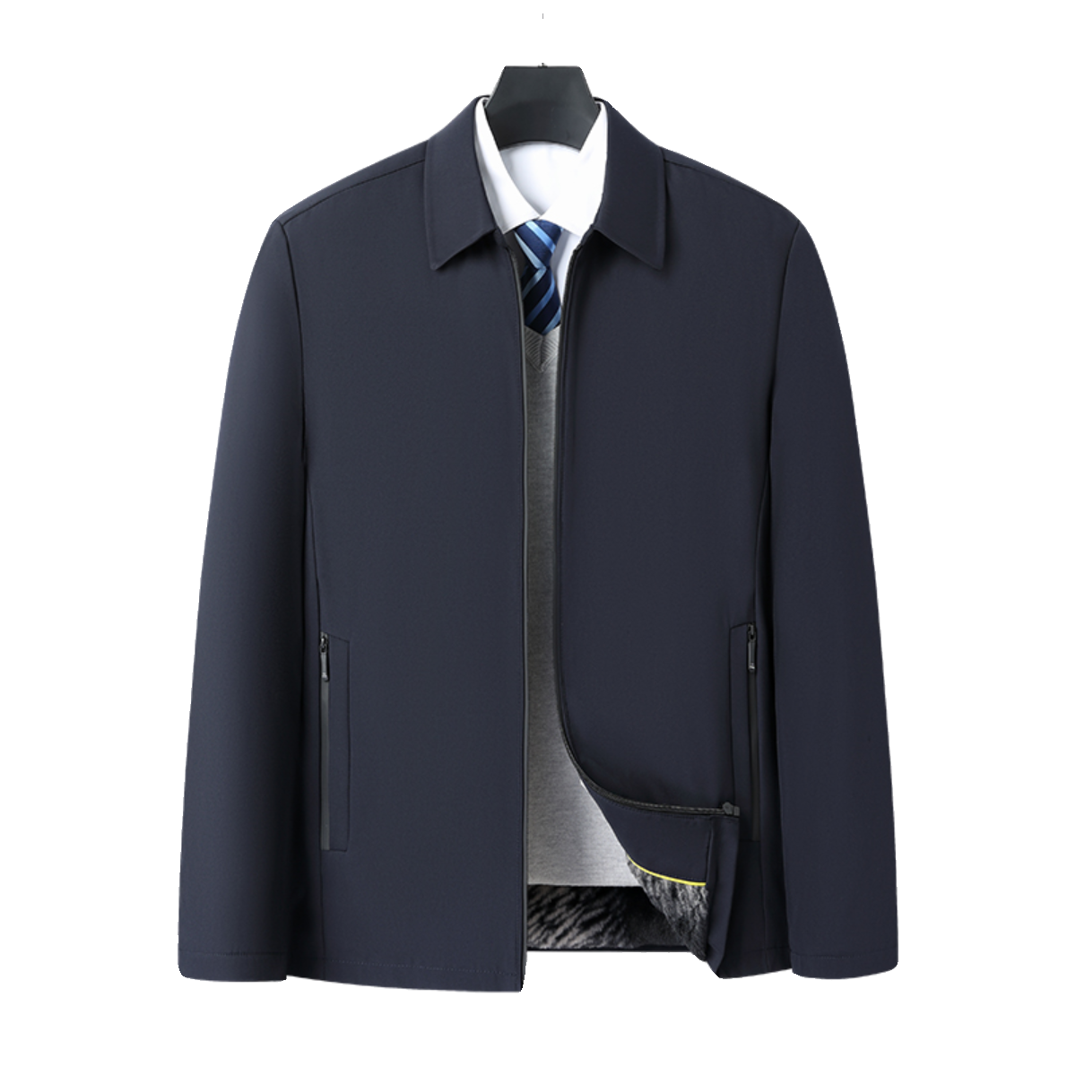 夹克男士加绒加厚秋冬爸爸装冬装外套棉衣中老年衣服6523-1P75,男装夹克,星座1010A-1