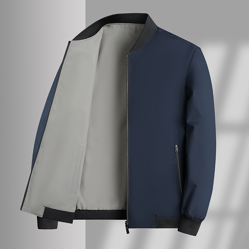 双面可穿棒球领夹克外套男士春秋季中年秋装上衣爸爸装2598P45，男装夹克，星座1010A-1