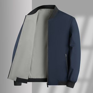 双面可穿棒球领夹克外套男士春秋季中年秋装上衣爸爸装2598P45，男装夹克，星座1010A-1