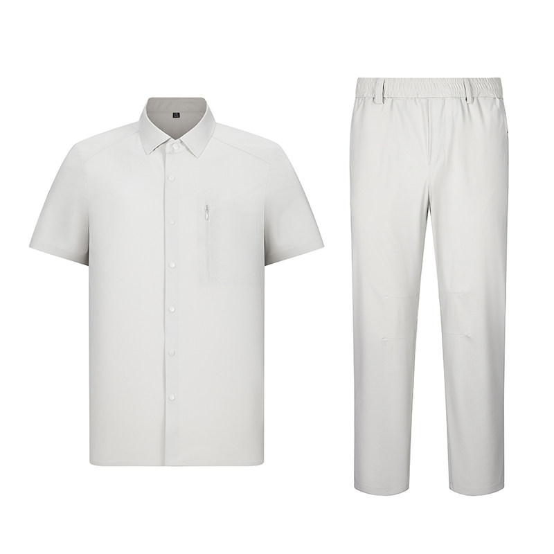 速干衬衫冰丝翻领运动套装男夏季薄款高级感男士两件套5958P115，男装休闲套装，星座1010A-1