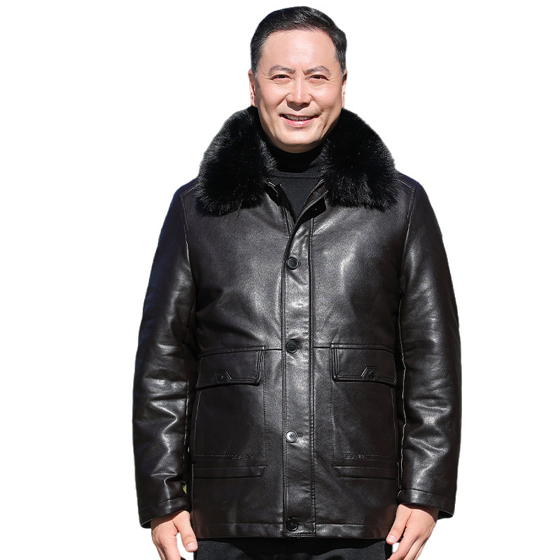 中老年男士pu皮棉袄加厚可脱卸内胆皮棉衣爸爸冬装外套M2010P150,男装棉衣,星座1010A-1