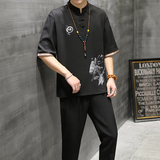 T104P48风短袖套装男夏季风潮男装足浴采耳技师工作服套装，男装T恤，星座1010A-1