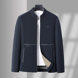 新款男士商务休闲夹克男爸爸装中老年春秋季立领外套上衣B09P50，男装夹克，星座1010A-1