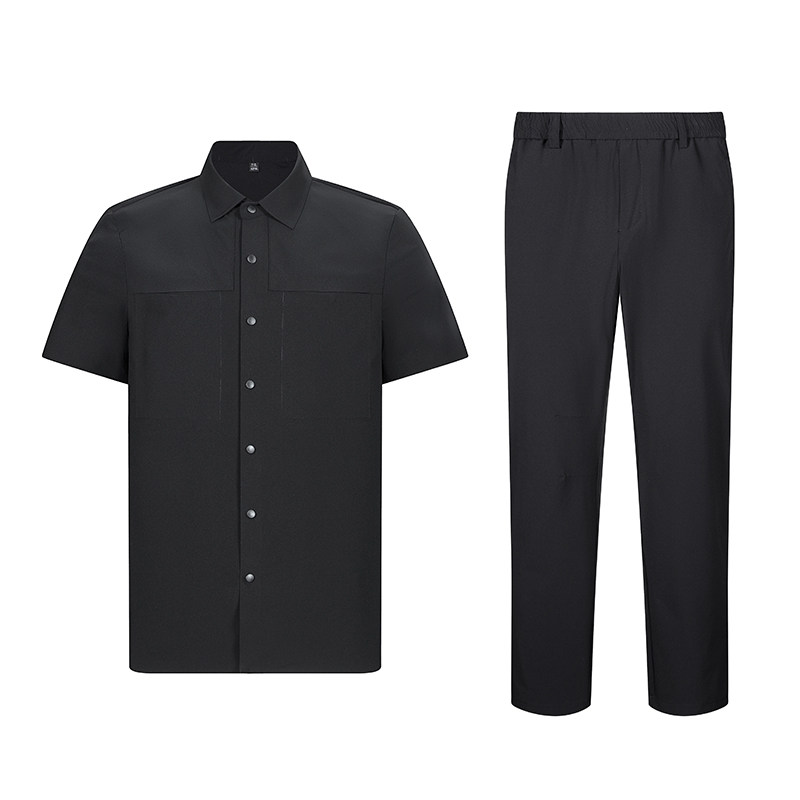 轻奢夏装套装冰丝短袖衬衫长裤男中年时尚两件套装衣服5957P130,男装休闲套装,星座1010A-1