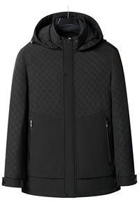 中长款羽绒服男爸爸装连帽可卸中老年印花拼接羽绒上衣2266P210图片