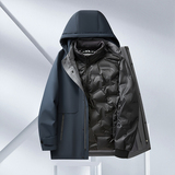 中老年人商务爸爸冬装加绒加厚男外套可卸内胆鹅绒羽绒服3037P258，男装羽绒服，星座1010A-1