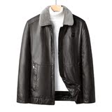 男士羽绒服PU羽绒皮衣男脱卸内胆翻领爸爸冬装真毛领外套2217P225，男装羽绒服，星座1010A-1