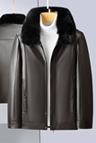 中老年皮衣男爸爸装冬季男士加绒毛领外套PU皮夹克加厚M2090P110，男装棉衣，星座1010A-1