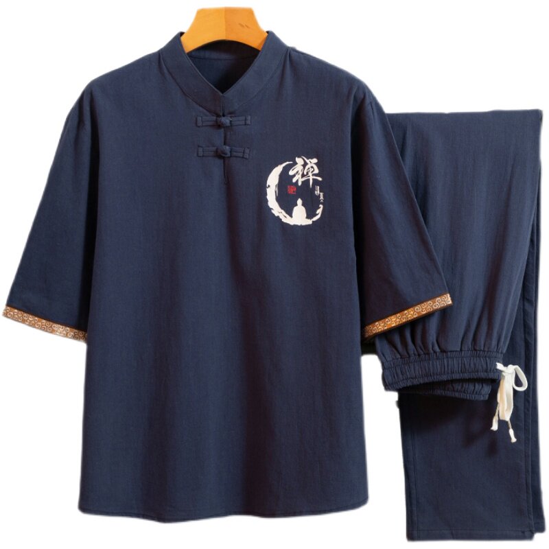 夏季男装全棉套装宽松休闲爸爸夏季短袖青年风两件套T101P48,男装休闲套装,星座1010A-1