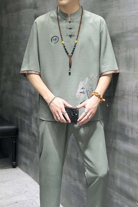 风短袖套装男夏季风潮男装足浴采耳技师工作服套装T104P48,男装T恤,星座1010A-1