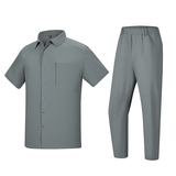 速干衬衫冰丝翻领运动套装男夏季薄款高级感男士两件套5958P115，男装休闲套装，星座1010A-1