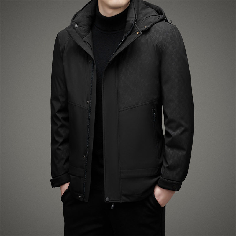 中长款羽绒服男爸爸装连帽可卸中老年人印花90羽绒上衣2266P210,男装羽绒服,星座1010A-1