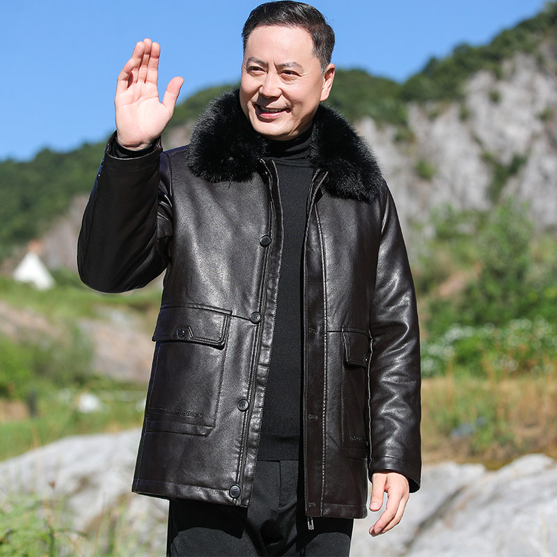 中老年男士pu皮棉袄加厚可脱卸内胆皮棉衣爸爸冬装外套M2010P150,男装棉衣,星座1010A-1