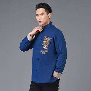 新风春秋装盘扣唐装上衣外套男中龙刺绣夹克外套汉服3301P75,男装民族服装,星座1010A-1