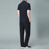 休闲运动套装男中年透气短袖T恤长裤冰丝无痕弹力两件套薄5605P85，男装休闲套装，星座1010A-1