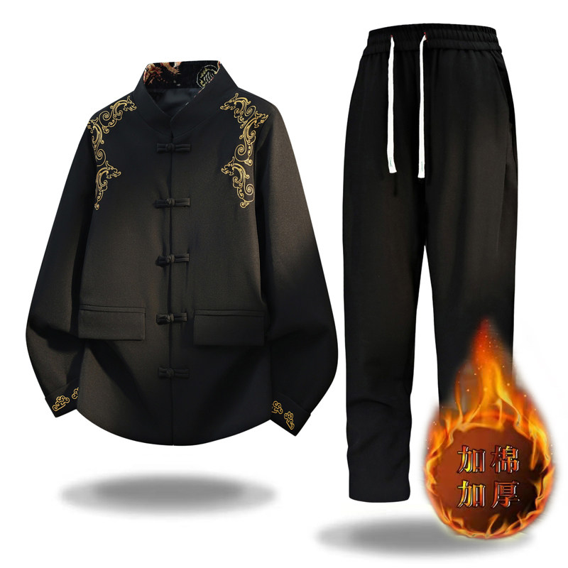 中国风唐装盘扣夹克男新中式外套加棉加厚中山装民国装汉服两件套,男装,唐装,淘宝优惠券,粉丝福利购,淘宝优惠卷
