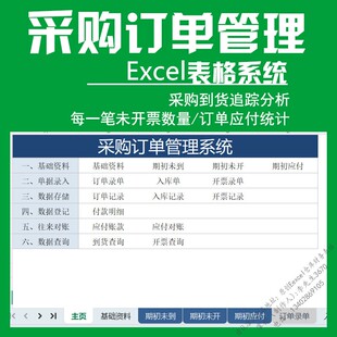 采购订单管理系统excel表格软件记录供应商到货提醒跟踪分析对账