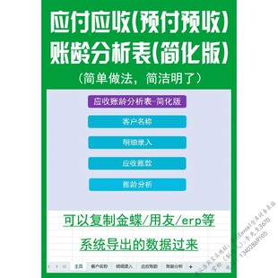 应收应付预收预付账龄分析表往来账款统计excel表格帐龄计算模板