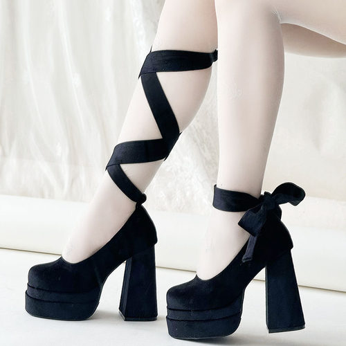 小熊潘达超高跟鞋优雅lo鞋玛丽珍