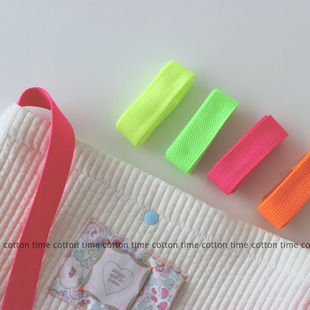cottontime 2.5cm帆布挎包织带 4色韩系荧光包带涤棉手提背包带