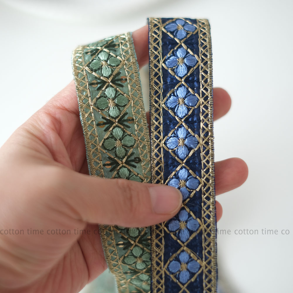 Lucky Clover 四叶草重工金线绣花织带 高档服装辅料 cotton time