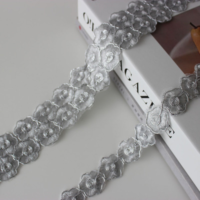 银色异型刺绣花边cottontime辅料