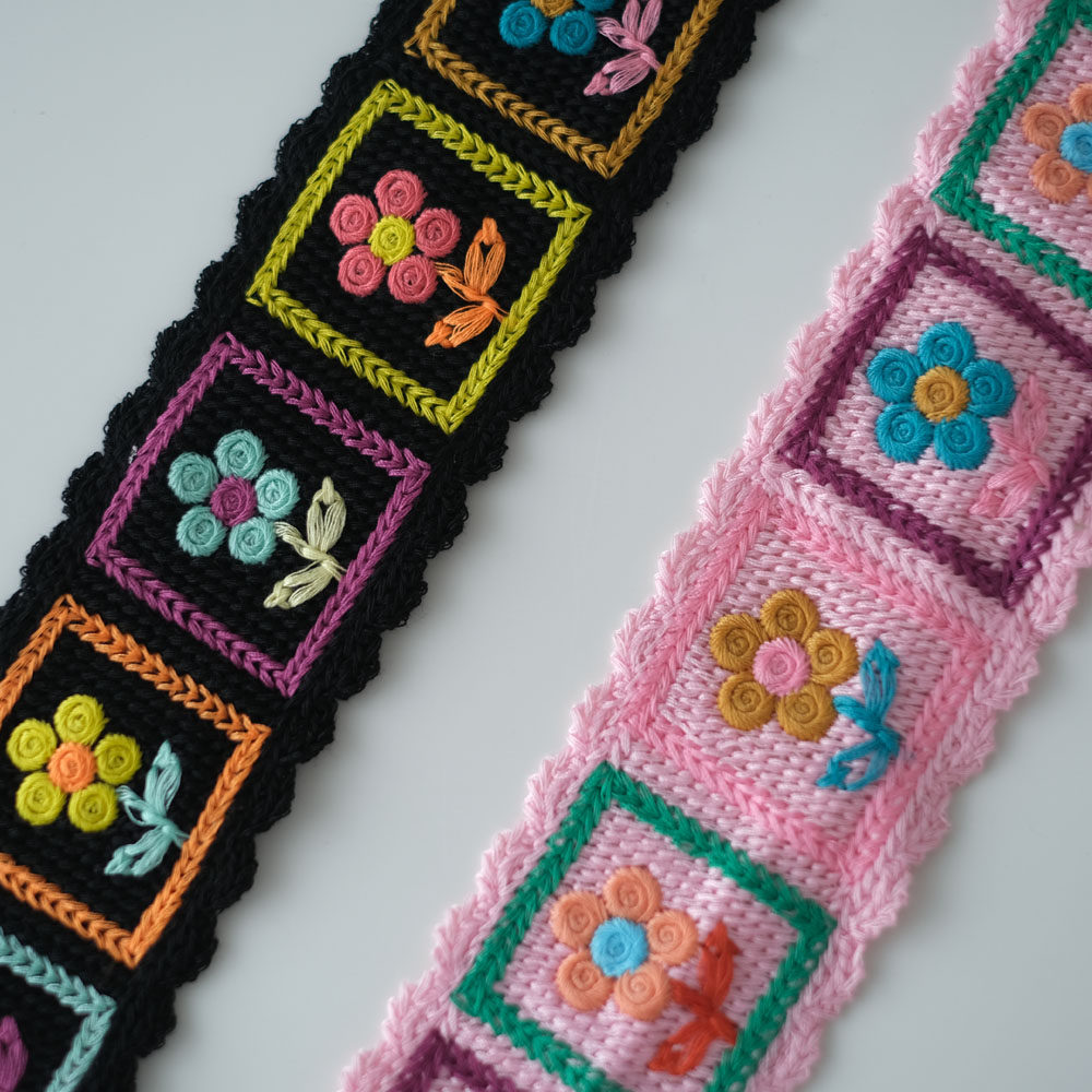 CottonTime patch Fun 彩色仿钩编绣花条 发带腰带辅料花边