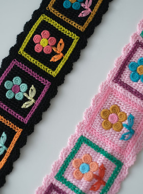 CottonTime patch Fun 彩色仿钩编绣花条 发带腰带辅料花边