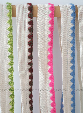 cottontime 爆款彩色贝壳边辅料 刺绣包边带3cm多色涤棉混织花边