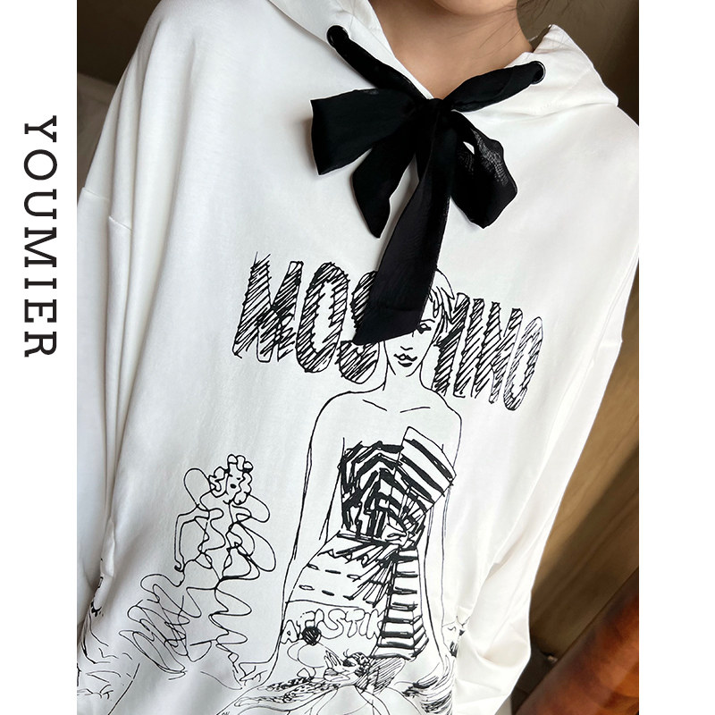[SPECIAL AREA 2 PIECES 5% OFF] YOUMIL MATERNITY CLOTHES AUTUMN CLOTHES MATERNITY SWEATSHIRT MID-LENGTH BACK BOW SWEATSHIRT DRESS