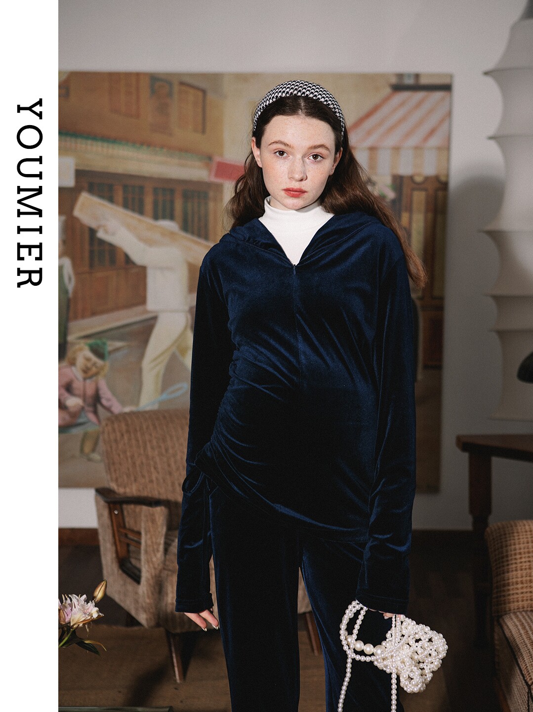 YOUMIL MATERNITY AUTUMN AND WINTER NEW MATERNITY SUIT TO WEAR A FASHIONABLE ATHLEISURE SWEATSHIRT TWO-PIECE SET