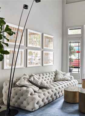 Meridiani意式极简直排布艺拉扣沙发客厅简约现代小户型磨砂真皮